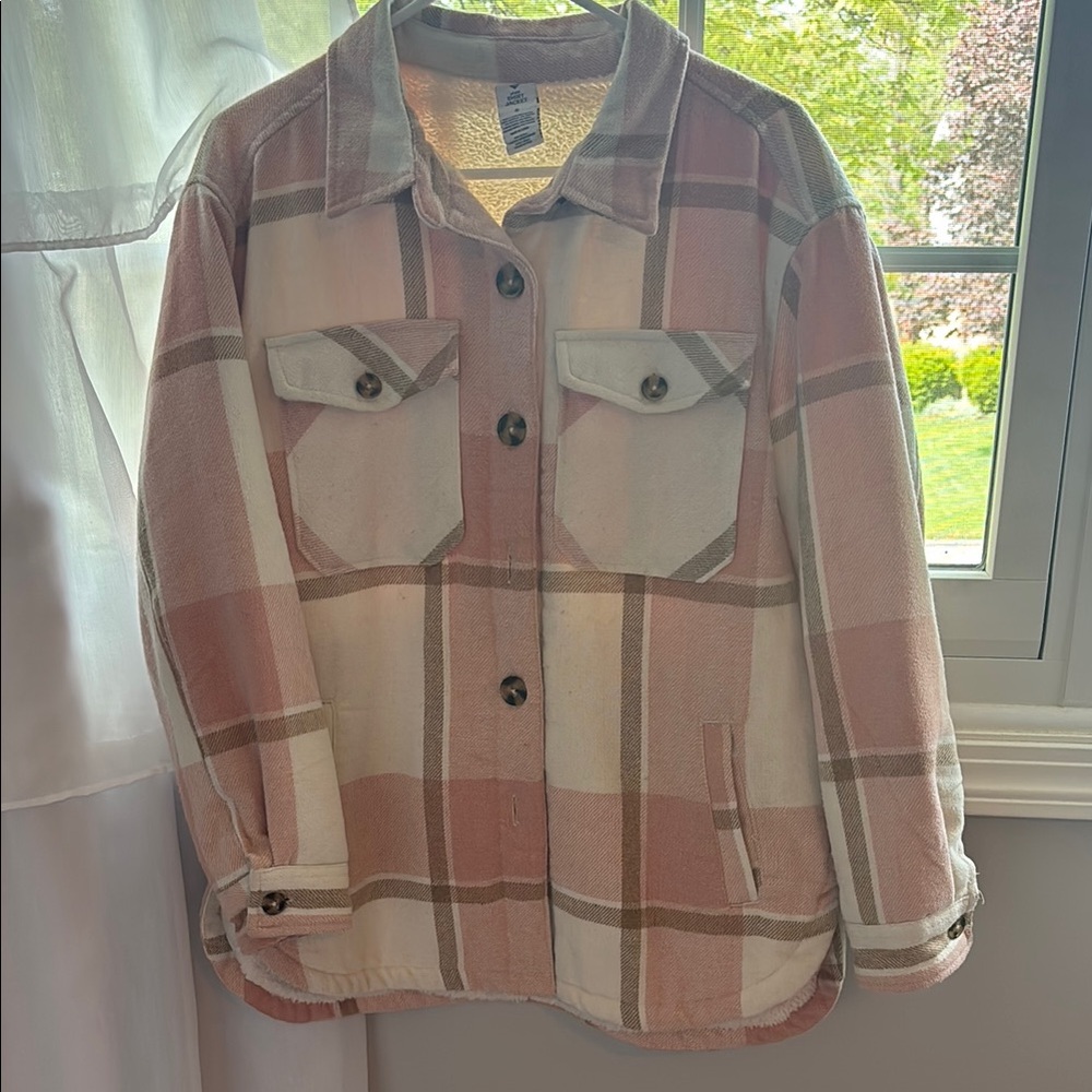 Cream and Pink Shirt Jacket for Versatile Style